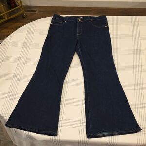 Express Dark Blue Flare Jeans Wide Leg